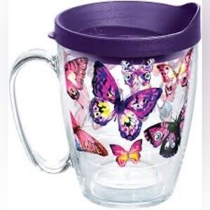 Tervis Butterfly Glass Mug with Purple Lid